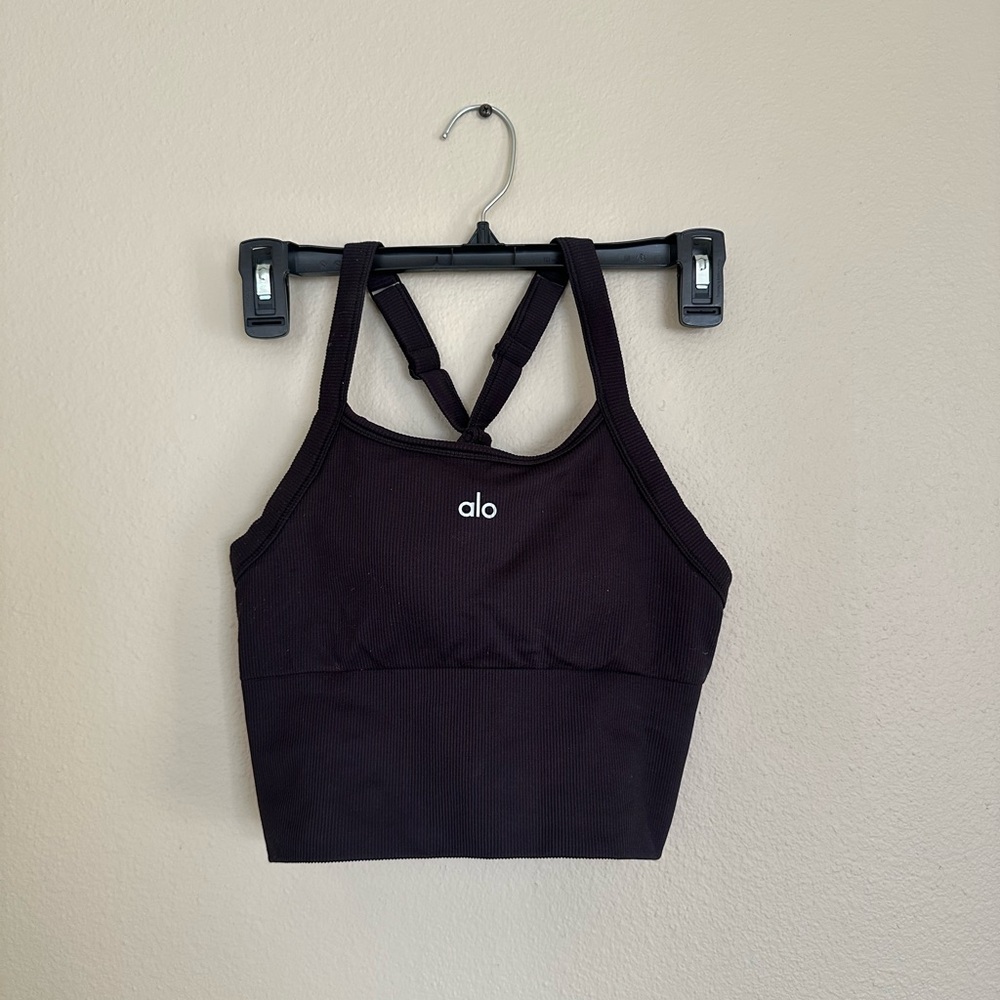 Alo Yoga Seamless Ribbed Favorite Bra Women Tank Top